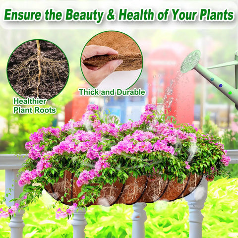 All Natural Coconut Fiber Planter Liners For 24 Inch Pots, 2 Pack used in window box planters with blooming flowers