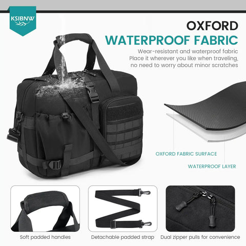 Go To Under Seat Travel Duffel Bag With Laptop Pocket 16x12x6 Inch 40x30x15 Cm Waterproof Oxford Gear Tactical Messenger Style Carry On