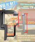 Rock Solid Heavy Duty Mounting Clamps For Truck Cap And Camper Shell Hardware Locks In Tight On The Road Fits Silverado Sierra Ram F150 8 Piece Kit In Sleek Black, showing dimensions for universal fit.