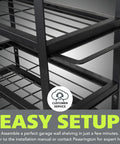 Wall Mounted Power Tool Organizer With 4 Layer Drill Rack And Side Holders For Screwdrivers Pliers And Hammers Heavy Duty in black setup