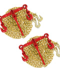 Two Pack Ratchet Chain Load Binder Set With Quarter Inch To Five Sixteenths Inch 12 Foot G80 Heavy Duty Chain, 2600 Lbs WLL Binder