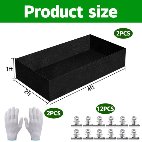 Two Pack Raised Garden Bed Liners With Breathable Fabric For Outdoor Gardens, Includes 12 Clips And Gloves, Keeps Soil Isolated In A 4x2 Ft Box