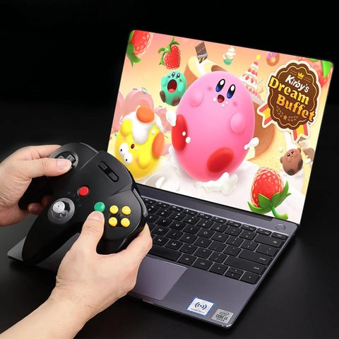 Person using Two Pack Wireless N64 Controller For Switch 1 And 2 And N64 Console Clear Yellow Red Lag Free Two Point Four GHz Wireless