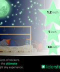 Glow In The Dark Ceiling Stars And Moon Wall Decals For Kids Bedroom Or Nursery, with 220 star stickers in three sizes.