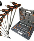 Beefy Pro Grade 9-Piece T-Handle SAE Allen Wrench Set with Long Arm Ball End Hex Keys in S2 Steel Sizes 5/64 to 3/8 Inch in case