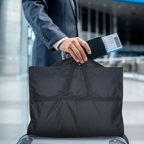 On The Go Travel Garment Bag 43 Inch Heavy Duty Suit Carrier With Zipper Pocket And Accessories, Lightweight Foldable, Fits Suits Tuxedos Dresses And