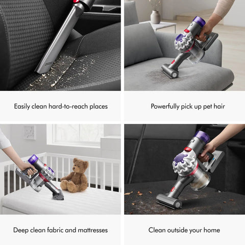 Beast Cordless Handheld Vacuum For Car And Boat Cleanups With 115 AW Suction cleaning car seats and upholstery in various home settings.