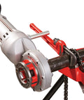 Badass 120V Handheld Power Pipe Threader For Plumbing And Conduit Tasks Compatible With 12-R 00-R 00-RB 11-R Die Heads close-up view.