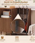 Mid Century Music Cabinet With Built In Outlets And Vinyl Record Storage showing built-in power outlets for guitars and devices.