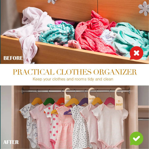 Wooden Closet Divider Set With Marker Pen, 24 Blank Size Dividers For Home And Nursery Clothes, Hanger Separator Organizers to keep your closet neat