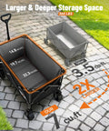 Beast Ultra Compact Folding Wagon With All-Terrain Wheels For Beach Trips Grocery Runs Camping And Gardening Heavy Duty 360 Lb Load Capacity Portable Black Cart compared to smaller cart