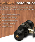 Matte Black Keyed Entry Door Knob Set With Lock And Privacy Turn Button for Interior and Exterior Doors ANSI Grade 3