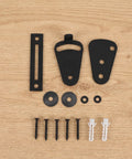 Heavy Duty Precision Mounting Black And Carbon Steel Barn Door Handle Sliding Door Pull components on wooden surface