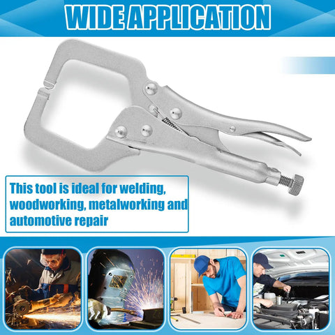 Six Inch Locking C Clamps Heavy Duty Welding Table Clamp Rotating Screw Grip Tough Carpentry Metal Auto Repair Knock Out Projects No Sweat Setup Workhorse Ten Pack for various applications.