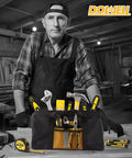 146 Piece Homeowner Tool Set With 14 Inch Wide Mouth Open Storage Tool Bag on a workbench with tools visible