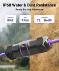 IP68 Waterproof RJ45 Coupler For Outdoor Cams And IP Gear Shielded Ethernet Connector in rain and sand conditions