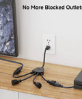 4 Outlet Power Splitter Cord 1.5ft Y Cable NEMA 5-15P To 5-15R 16 AWG Heavy Duty Extension Cord in home setup