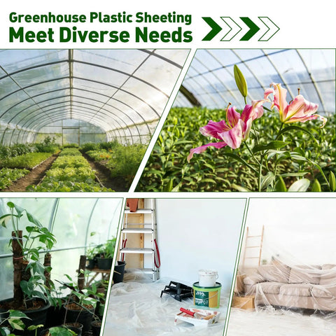 Greenhouse Plastic Sheeting 6.5 ft by 5.9 ft Clear Polyethylene Film For Outdoor Plants Gardens Farms And Agriculture Waterproof Windproof Frost Protection Built To Last Tear Resistant Cover