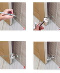 Installation steps of Four Pack Silver Spring Door Stopper Set, Screw In Flexible Steel With White Rubber Tips, Wall Saver