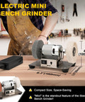 Compact Electric Mini Bench Grinder And Jewelry Buffer Polisher Built Tough for shops, featuring adjustable RPM and compact size.