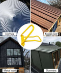 Eaves Seam Locker For Standing Seam Metal Roofs HTSL25E2 Edge Folding Tool showcased with various metal roofing and siding types.