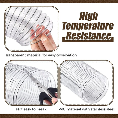 Beefy Heavy Duty 4 Inch 40 Foot PVC Dust Collection Hose, clear flexible material in hand showing puncture resistance.