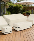 Patio Chair Covers 2 Pack Waterproof Outdoor Lounge Deep Seat Fit 30W x 33D x 34H Beige, Fadeproof 600D Polyester With UV Protection And Double Stitching