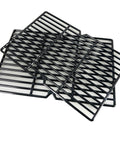 Premium Porcelain Coated Cast Iron Cooking Grates Set Of Two Twelve And Three Eighths By Nineteen And One Quarter Inches stacked over each other.
