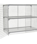 Rock Solid One Tier Two Door Wire Mesh Security Locker With Height Adjustable Shelf showing gray steel frame with open grid design.