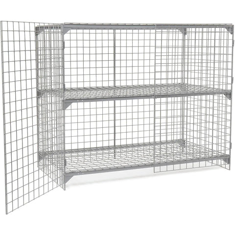 Rock Solid One Tier Two Door Wire Mesh Security Locker With Height Adjustable Shelf showing gray steel frame with open grid design.