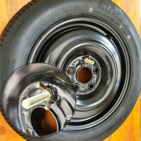 Close-up of Spare Tire Holder Mount For E Track And X Track Rail Systems Easy Snap Install Carrier Off The Floor For Enclosed Trailers.
