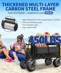 Heavy Duty Beach Wagon With 9 Inch All-Terrain Wheels, Collapsible Cart for Sand and Surf with beach gear and drinks