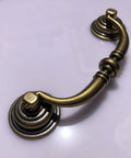 Six Pack Shabby Chic Drawer Pulls Antique Bronze Zinc Alloy Kitchen Cabinet Drop Bail Handles, 3.5 Inch Hole Center Mounting