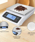 Pro Grade Digital Kitchen Scale With 66 Pound Capacity For Baking And Cooking A Large Food Scale In Stainless Steel With LCD Display And Waterproof Easy To Clean Design Counting Scale For Commercial Use And Bread Baking featuring coffee beans on top
