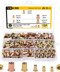 Heavy Duty Carbon Steel Rivet Nuts Kit, 150-Piece Assortment With Zinc Plated Finish, Includes Sizes organizer case