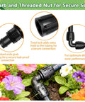 Half Inch Drip Irrigation Elbow Fittings 13 Pack Barbed Elbow Connectors in garden setup with anti drop lock nut