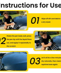 Instructions showing how to use the Scratch Remover Pen For Cars, Magic Car Scratch Repair Pen That Works On All Colors, Easy DIY Paint Repair Kit