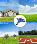Beginner Friendly Remote Control Airplane For Kids And Adults flying over courtyard, soccer field, wide grass, and baseball field