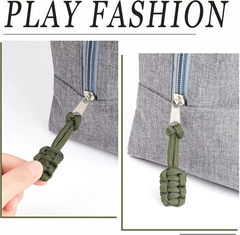 5 Pack Olive Green Universal Zipper Pull Replacement Kit Set With Nylon And Metal Zipper Fixers And Hand Woven Paracord Handle