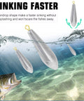 Drop Shot Fishing Weights Kit 10 Pieces 1oz Lead Sinkers for freshwater and saltwater bass casting, underwater view.