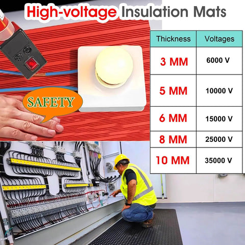 Heavy Duty High Voltage Insulated Floor Mat For Electrical Work 2m By 1m By 8mm Dielectric Safety Rubber Mat in use at industrial site