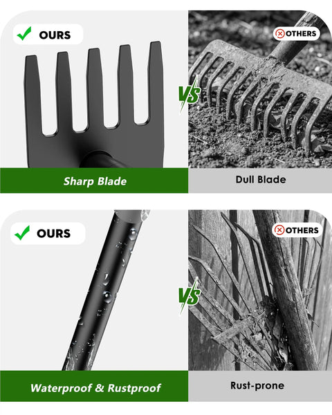 Comparison of 2-In-1 Garden Hoe With 60 Inch Adjustable Handle for Easy Weeding and Tilling versus traditional dull and rust-prone tools.