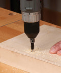 Drill using 9/64 To 3/8 Inch Carbide Tipped Countersink Set With Brad Point Pilot For Hardwood on wood