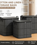 Kick Clutter To The Curb Two Pack Of XXL Foldable Moving Bins With Heavy Duty Reinforced Handles For Straight Up Durability Large Capacity Clothes And Blanket Storage in black linen.