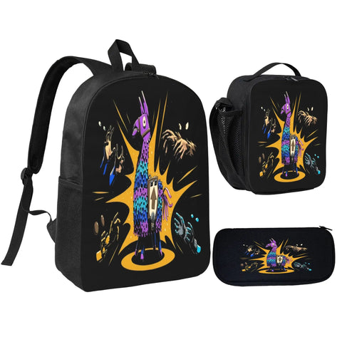 Three Pack 17 Inch Daypacks For Camping Hiking Travel And Outdoor Adventures Budget Friendly Go To Daypacks Set with llama print.