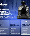 55 Gallon Heavy Duty Contractor Bags 4 Mil Puncture And Tear Resistant Trash Liners 38 X 58 Inch Built For Rough Jobs Handles Glass Nails Metal Wood Cardboard 32 Bags Per Case shown with durability options.