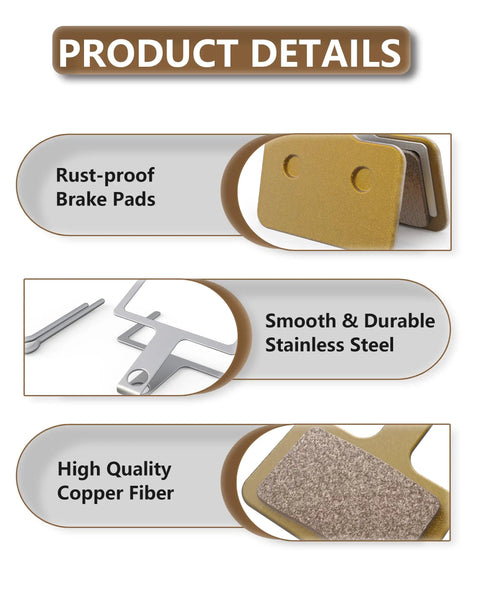 Metal E Bike Brake Pads For Ridstar Q20 Mini Q20 Lite H20 And Super 73 S1 S2 S R K1D ZX Z Adventure Series with copper fibers
