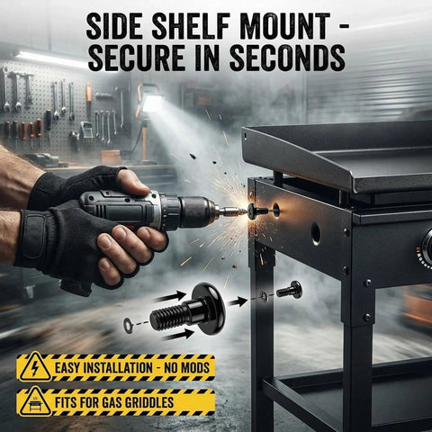 Six Pack Heavy Duty Short M6 Step Bolts Tightest Grip Replacement Shoulder Screws For Outdoor Gas Grill Side Shelves Cold Forged Hardware in installation process.