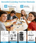 Group of students using Top Tier Portable Thermal Sticker Printer And Wireless Label Maker With 2 To 3 Inch Wide Format for study materials.