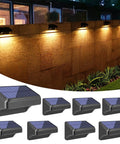 8 Color Solar Fence Lights Kit With 4 Modes, Waterproof Outdoor Wall Lighting illuminating a garden wall at night